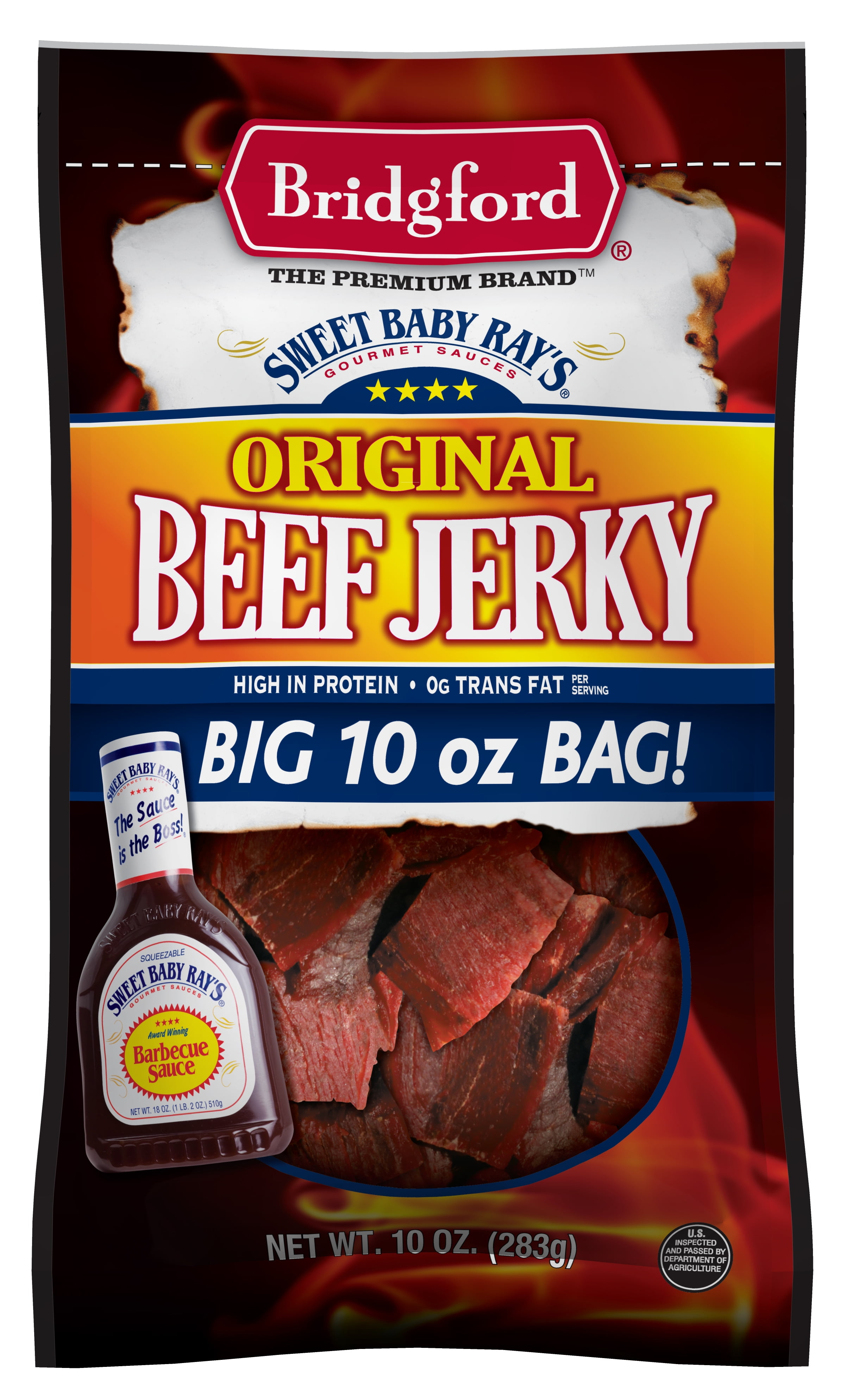 Bridgford 100% Beef Sweet Baby Ray's Original Beef Jerky 10oz Resealable Bag