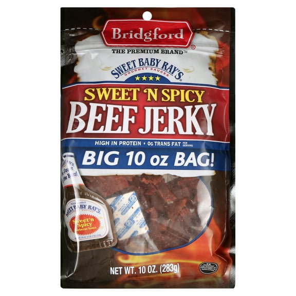 Bridgford 100% Beef Sweet Baby Ray's Sweet 'N Spicy Beef Jerky 10oz Resealable Bag