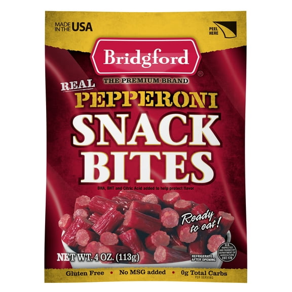 Bridgford Pepperoni Snack Bites, 4 oz Pouch - Gluten-Free, Ready-to-Eat, Premium Quality