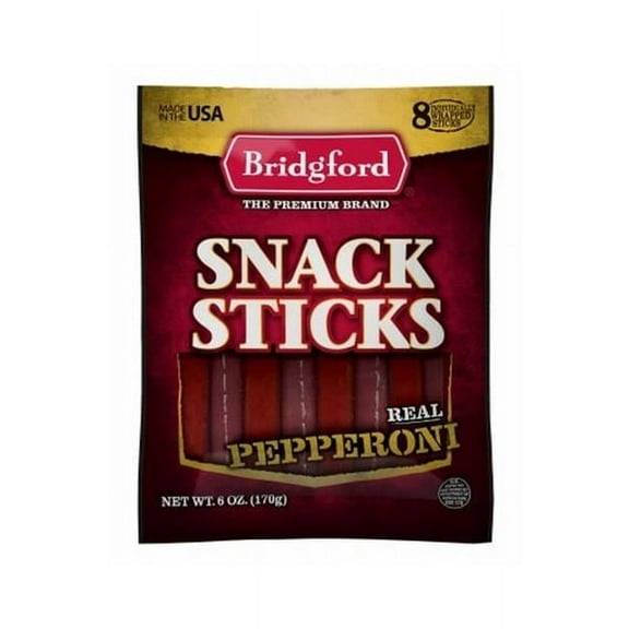 Bridgford Real Pepperoni Snack Sticks, 6 oz (8 Count Multipack) – Premium Brand, Resealable Bag