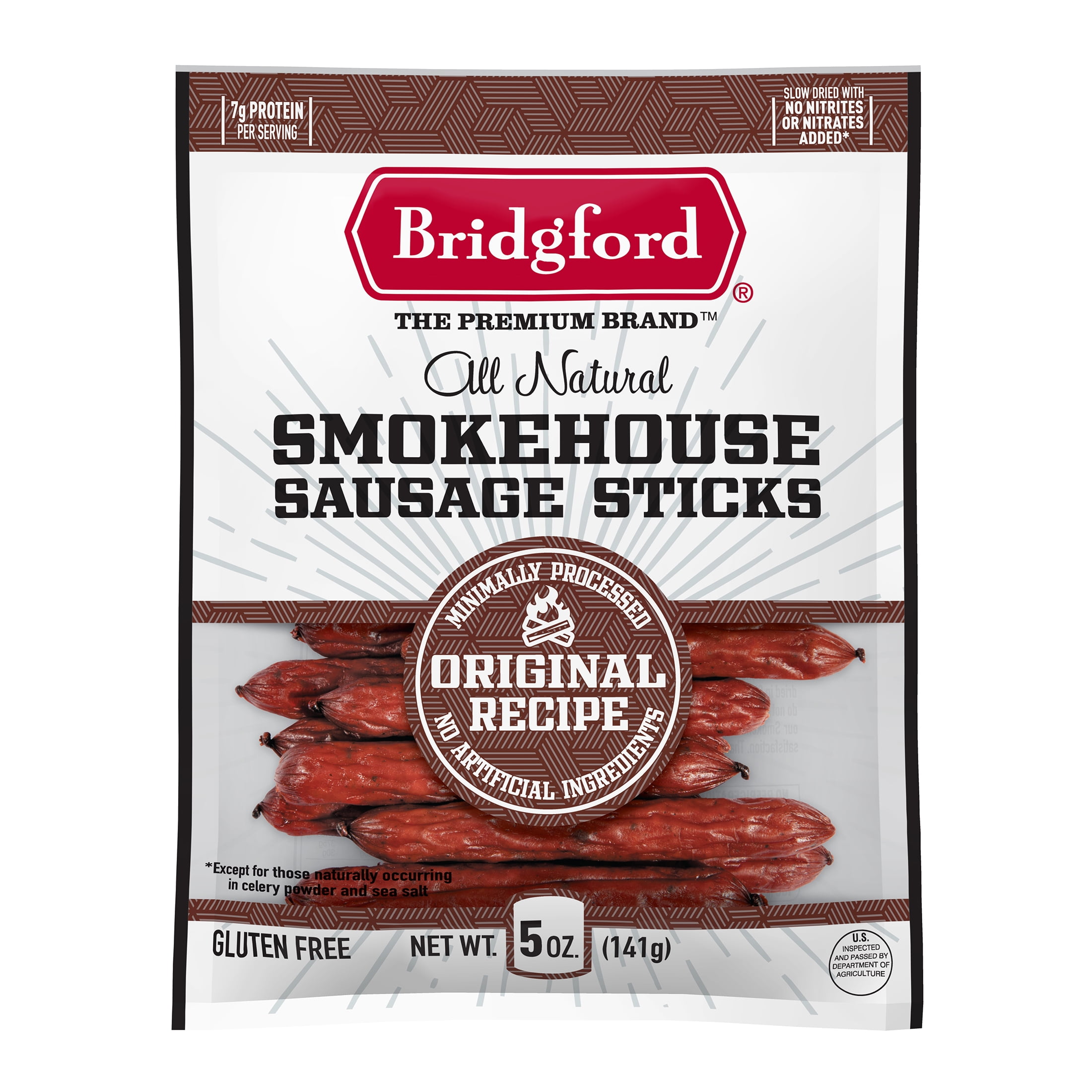 Bridgford Smokehouse Sausage Sticks, Original Flavor, 5 oz Gluten