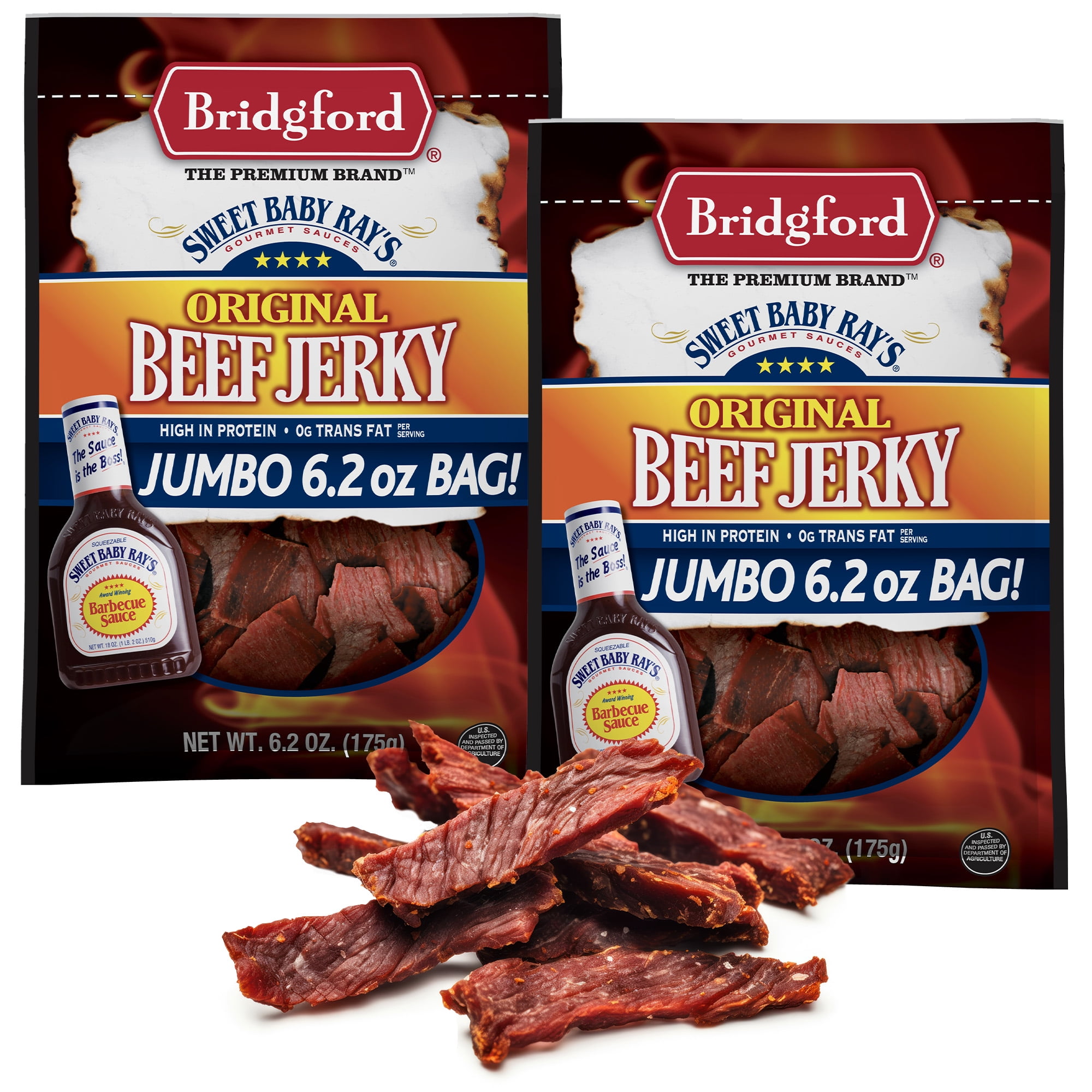 Bridgford Sweet Baby Ray’s Beef Jerky Original 6.2 oz Pack of 2