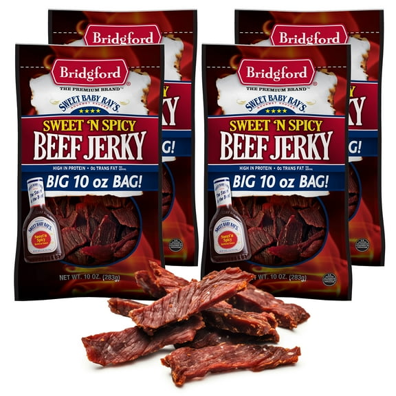 Bridgford Sweet Baby Rays Beef Jerky Sweet N Spicy 10 oz Pack of 4