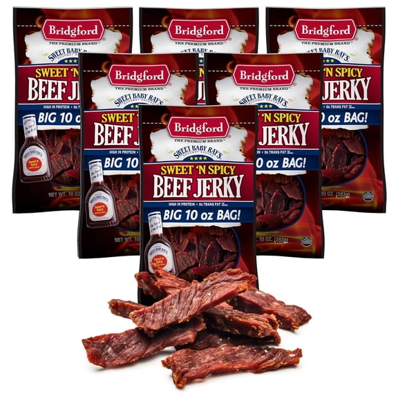 Bridgford Sweet Baby Rays Beef Jerky Sweet N Spicy 10 oz Pack of 6