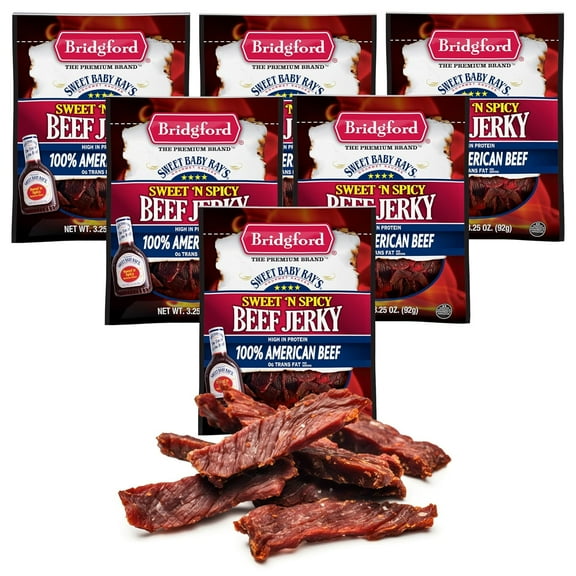 Bridgford Sweet Baby Rays Beef Jerky Sweet N Spicy 3.25 oz Pack of 6