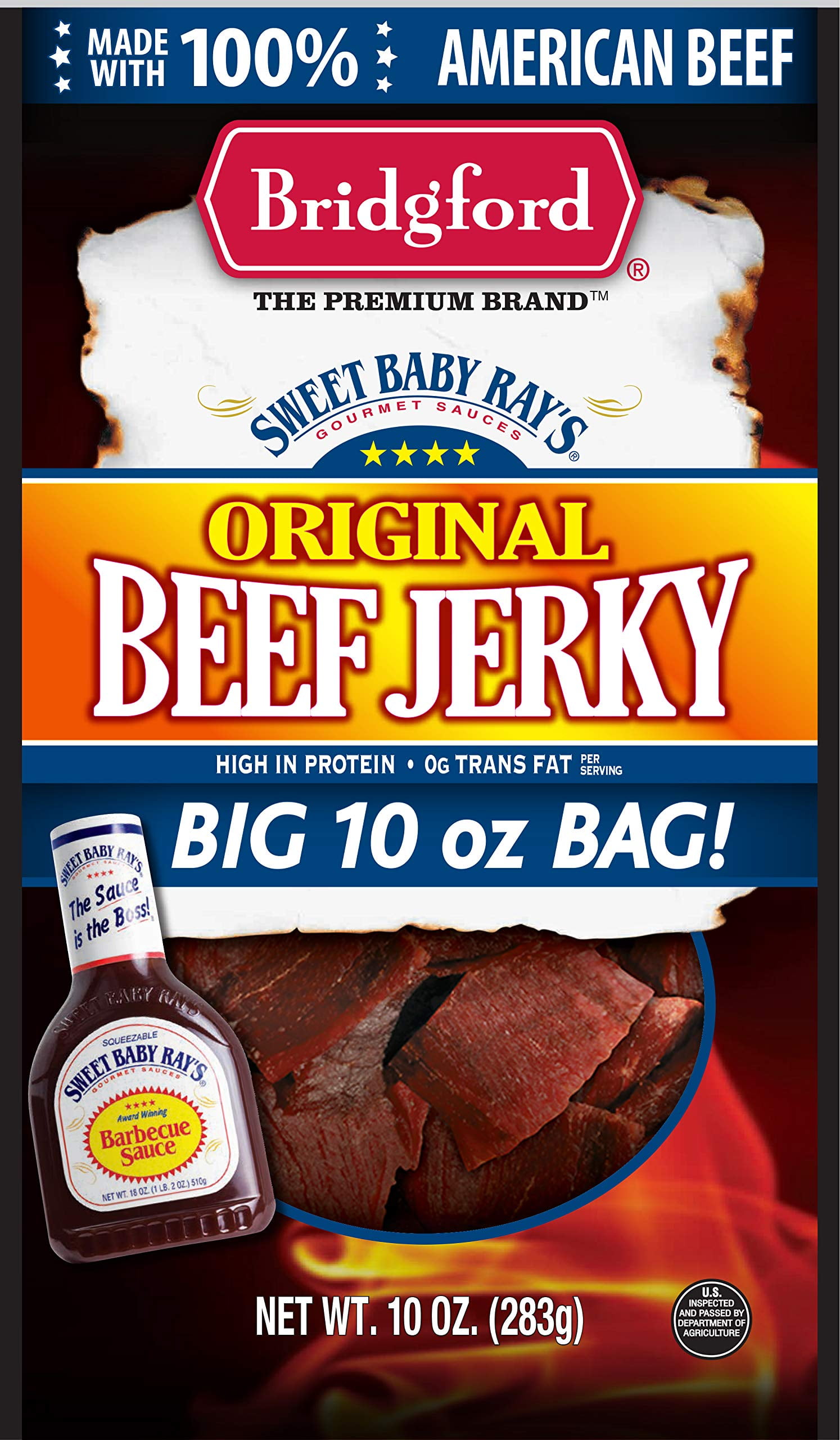 Bridgford Sweet Baby Ray's High Protein Beef Jerky, Low Carb Snack, Low
