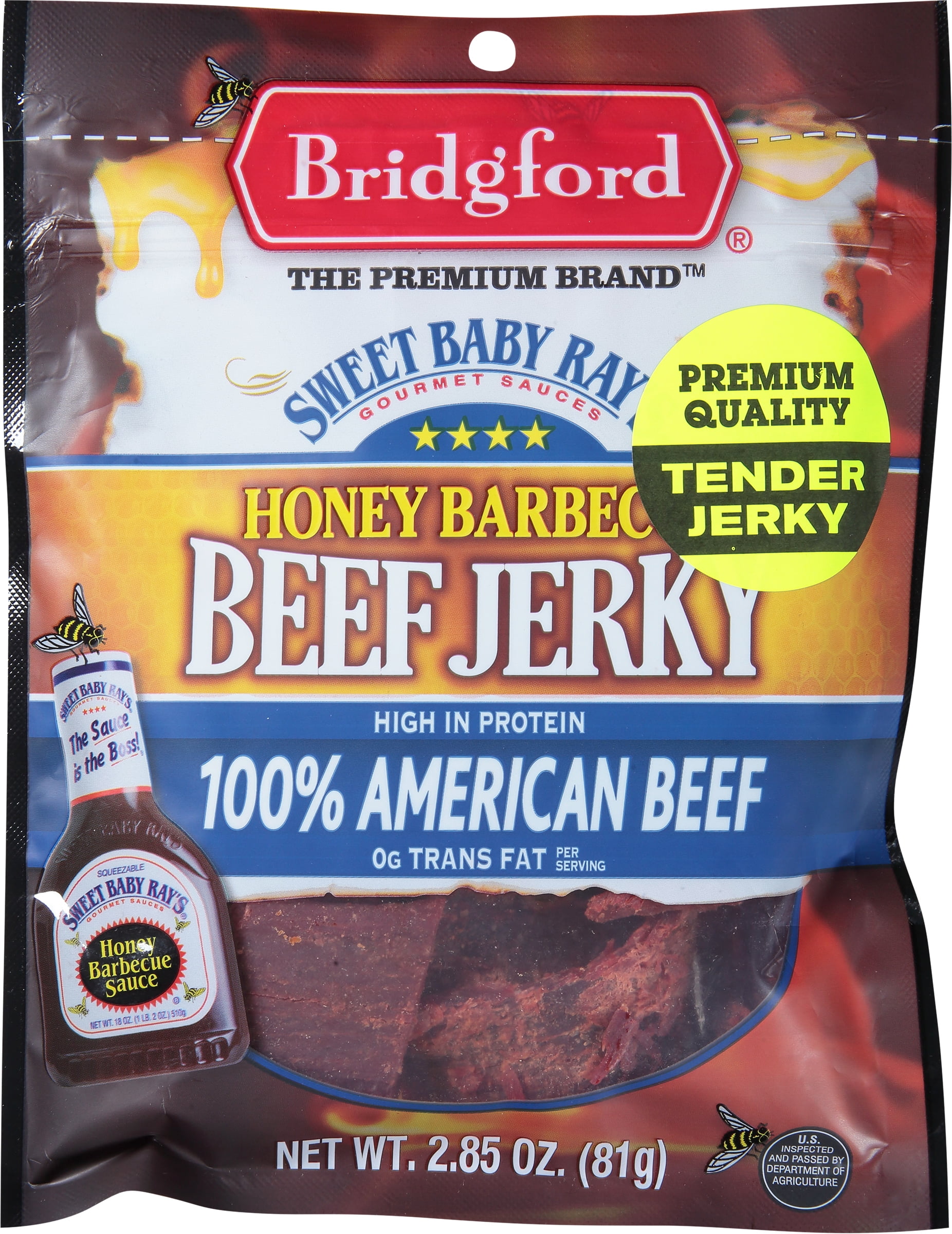 Bridgford Sweet Baby Ray's Honey Barbecue Beef Jerky, 2.85oz