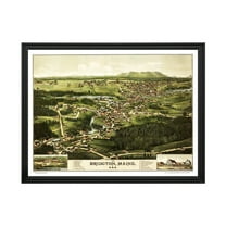 Bridgton Art, 1888 Vintage Map of Bridgton Maine, ME History Wall Decor Gift, Old Bridgton Map - 24" x 18" Black Framed Print