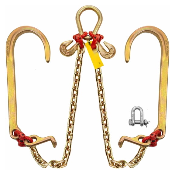 Bridle Chain 5/16in x 2ft G80 Tow Chain with Hooks, 10800lbs Capacity Pear Link Chain Shorteners for Vehicle Recovery