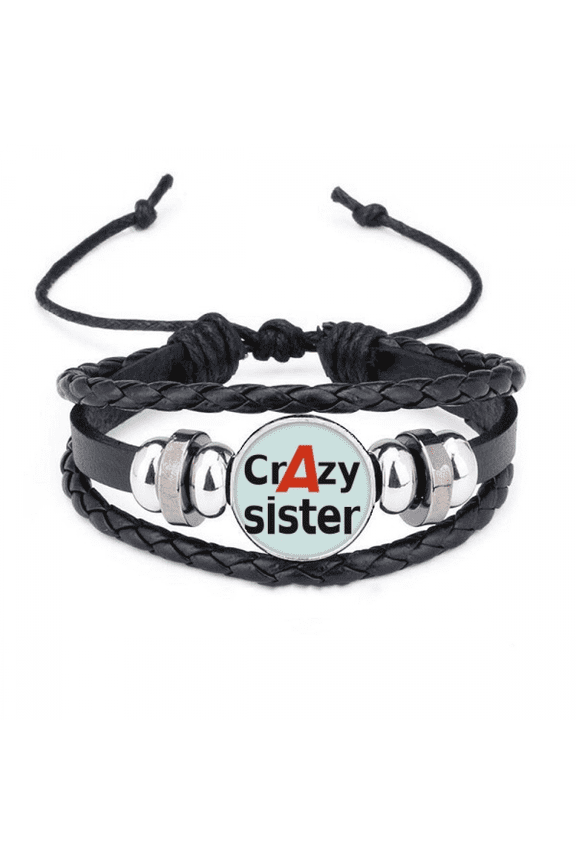 Best Cool Crazy Sister Sibling Bracelet Braided Leather Woven Rope Wristband