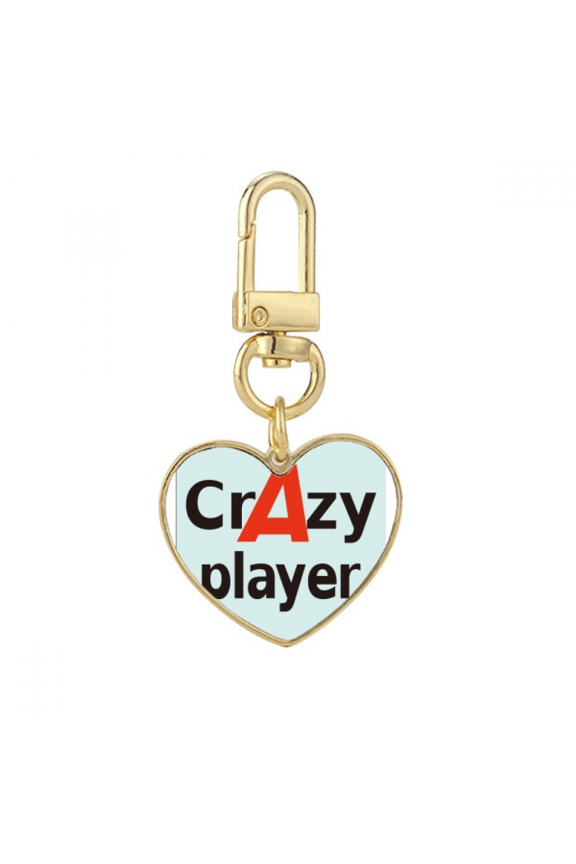 Brief Best Cool Player Athlete Gold Heart Keychain Metal Keyring Holder