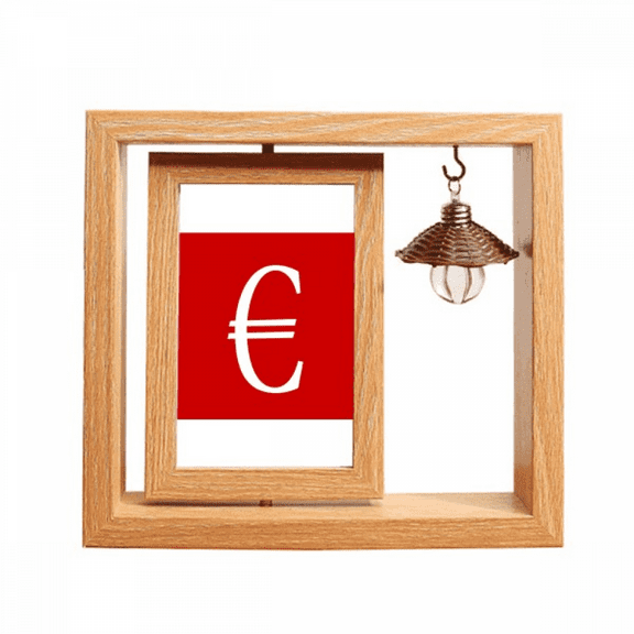 Brief EU Currency Symbol EUR Wooden Rotating Picture Photo Frame 4x6