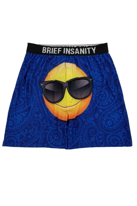 Mens Blue Paisley Good Bad Emoji Underwear Boxer Shorts S