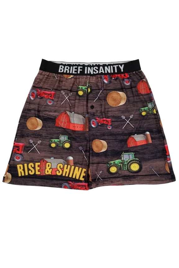 Mens Farm Life Tractor Barn Hay Barrel Underwear Boxer Shorts M