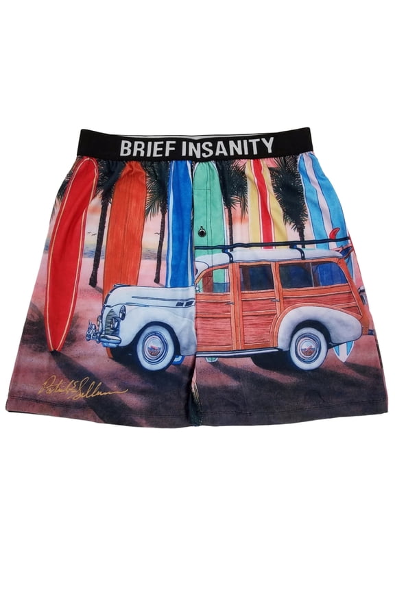 Mens Surfboard Beach Tropical Vacation Underwear Boxer Shorts S