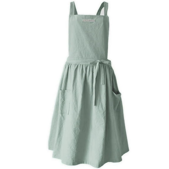 Brief Nordic Wind Pleated Skirt Cotton Linen Apron Women Girls Vintage Apron Gardening Works Cross Back Pinafore Dress