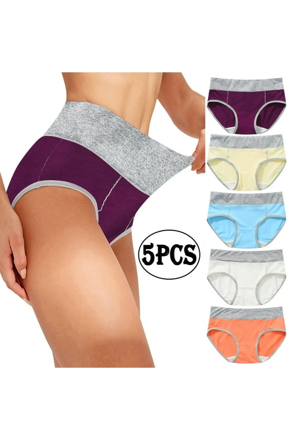 Brief Underwear For Women Spandex,AXXD 5pc Patchwork Briefs Panties Underwear Knickers Bikini Underpants Multicolor Xxxxl