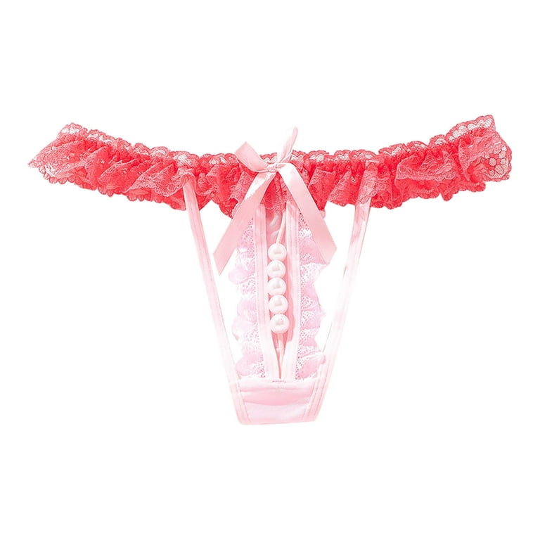 Brief Underwear For Women Womens Sheer Lace Thong Ladies Low Waist Pearl  Panties