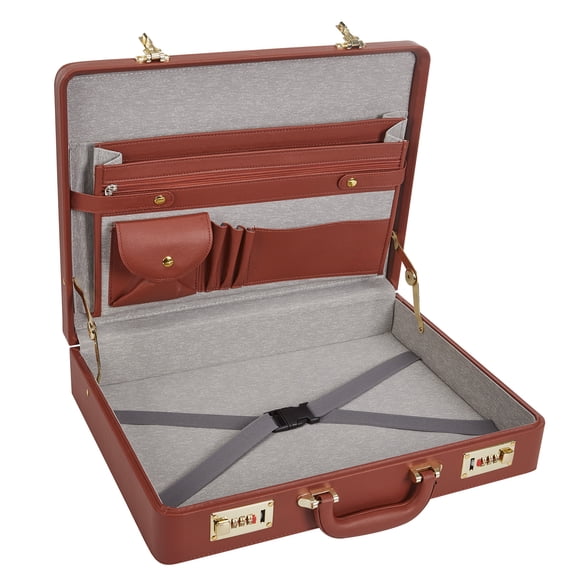 Briefcases for Men, Professional Leather Briefcase | Dual Combination Lock, Hard Side, Expandable Attache Case, 15.6" Laptop, Work Office Travel
