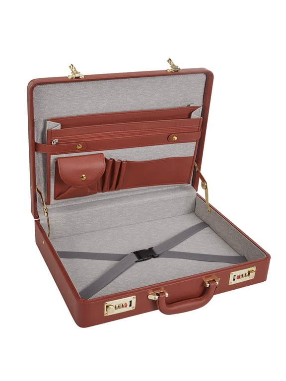 Briefcases for Men, Professional Leather Briefcase | Dual Combination Lock, Hard Side, Expandable Attache Case, 15.6" Laptop, Work Office Travel