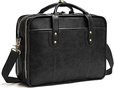 mokzer Leather Briefcases for Men 15.6 Inch Business Computer Bag Laptop Bag for Men Water Resistance Travel Messenger Bag