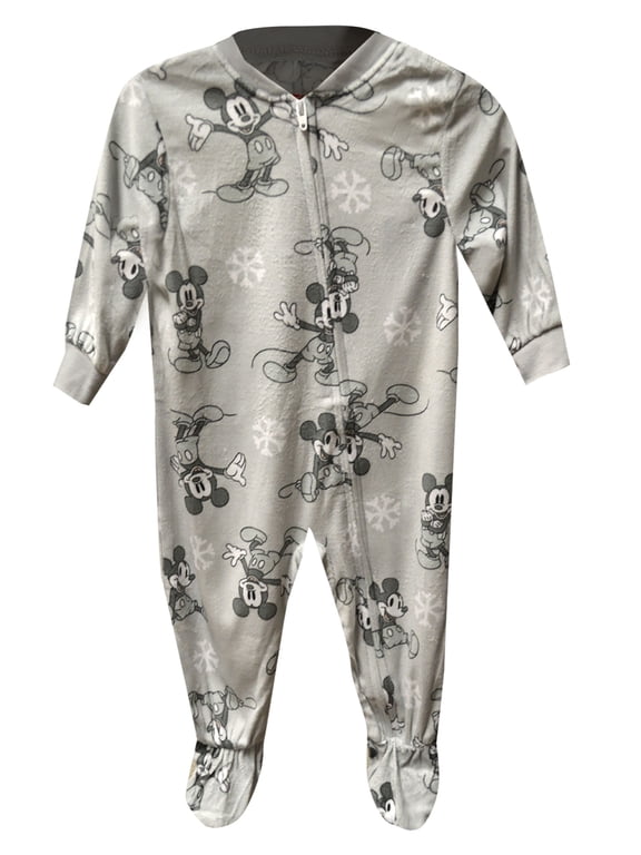 Boys Mickey Mouse Christmas Snowflake Infant Blanket Sleeper Pajama (6-9 Months)