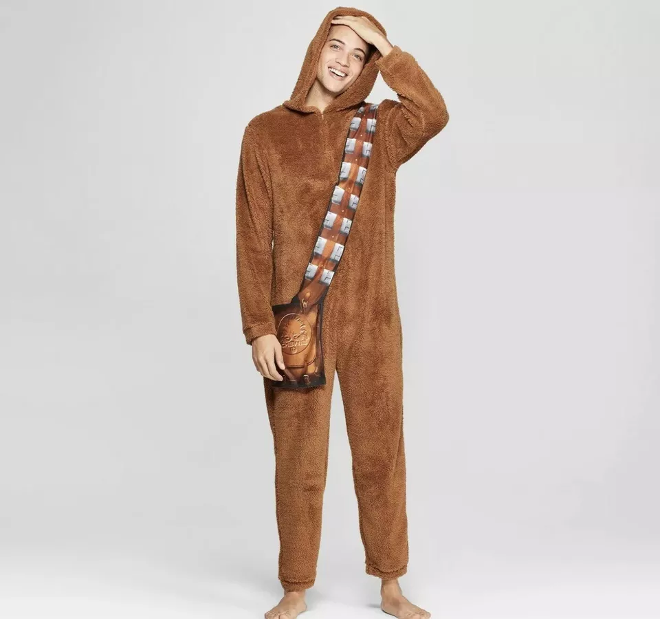 Briefly Stated Men's Disney Star Wars Chewbacca Novelty Cozy Sherpa Union Suit - Brown - (Medium)