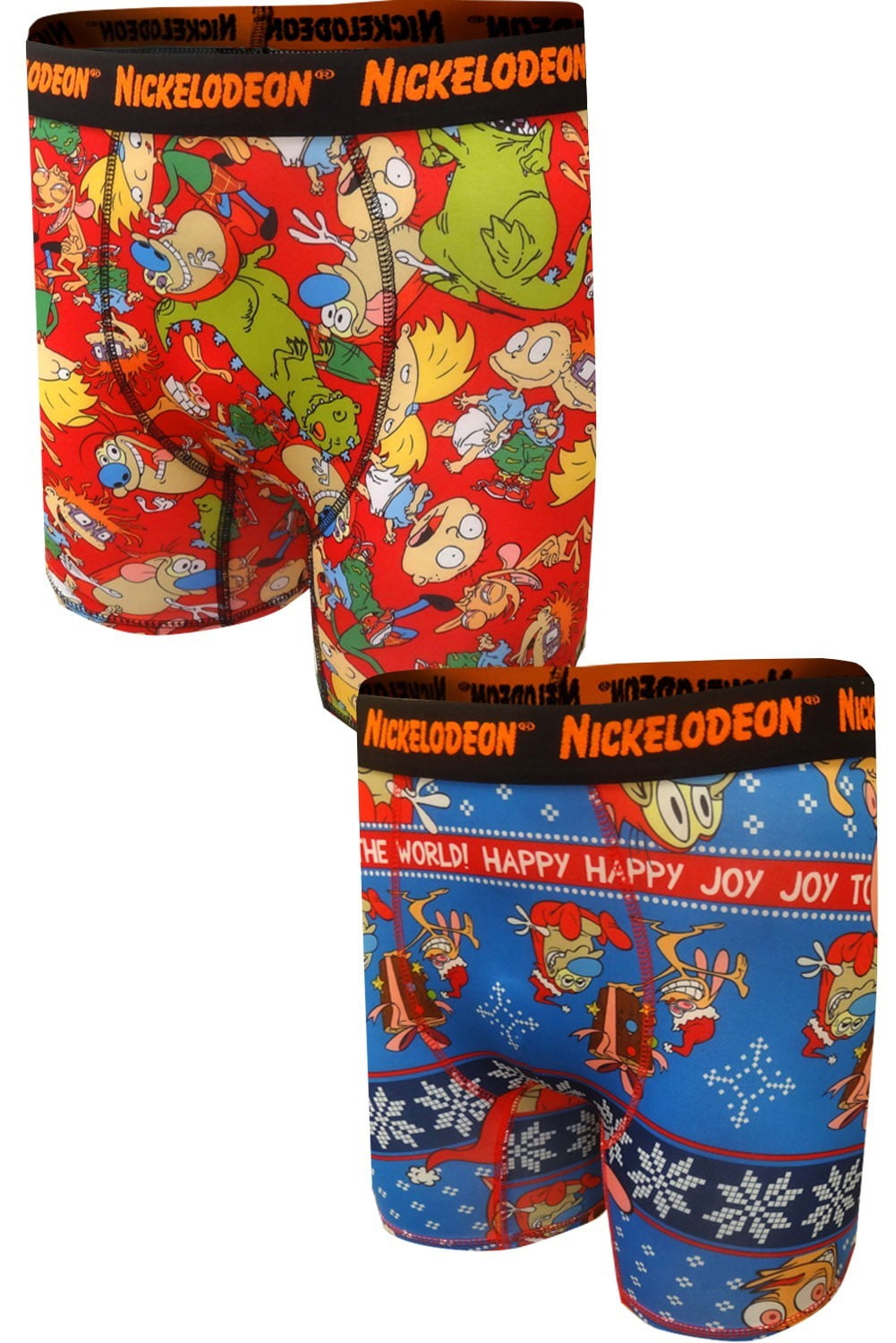 Briefly Stated Mens 2 Pack Nick Rewind Rugrat Christmas Holiday Boxer Briefs  Sml 