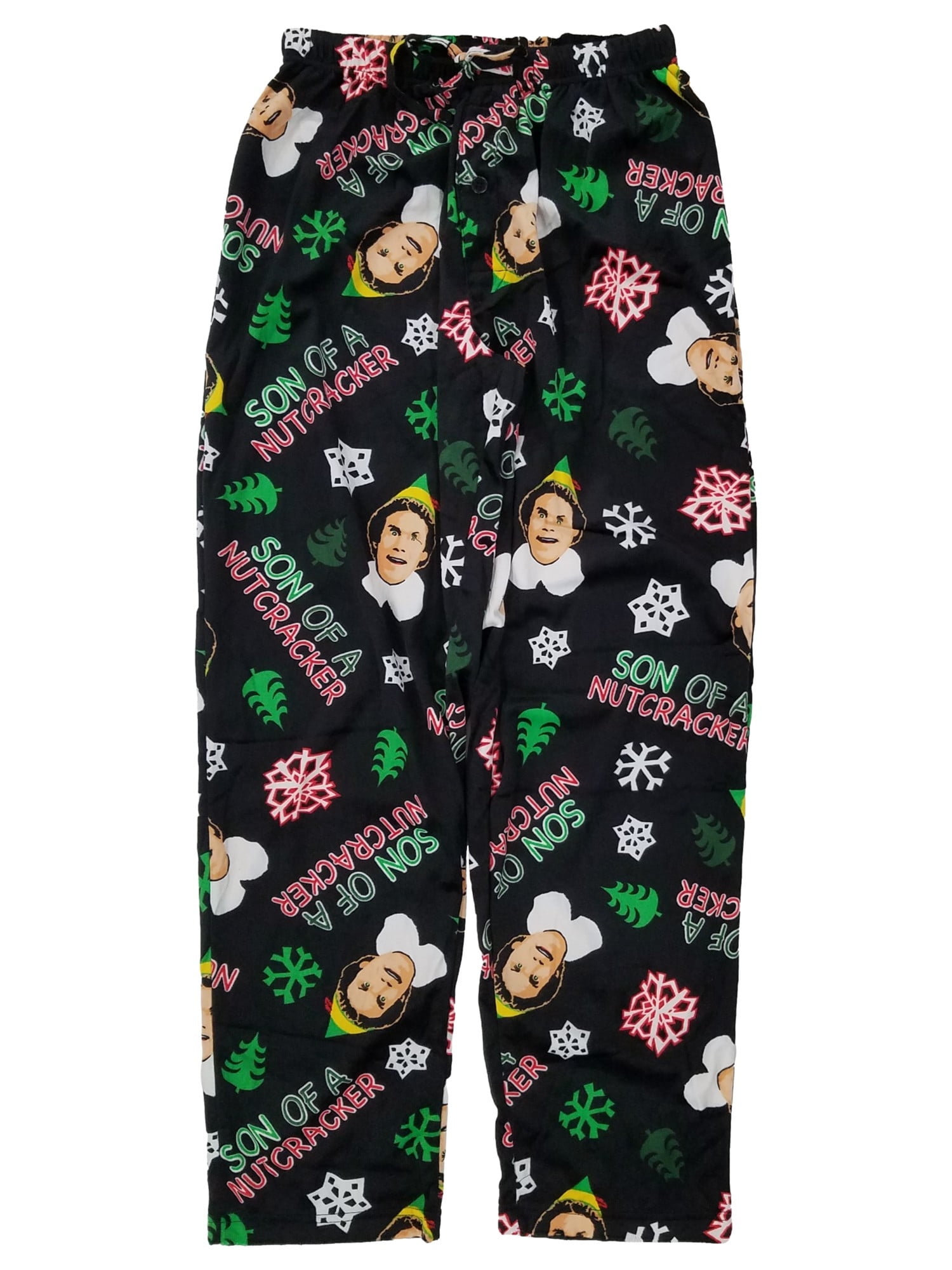 Briefly Stated Mens Black Buddy The Elf Fleece Sleep Pants Pajama Bottoms L