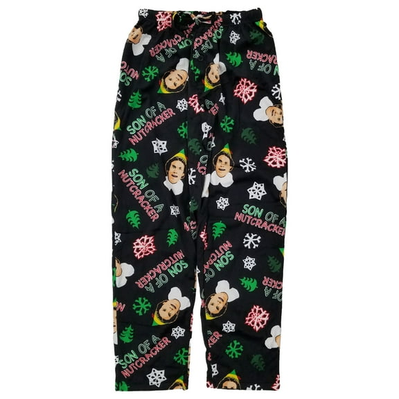 Briefly Stated Mens Black Buddy The Elf Fleece Sleep Pants Pajama Bottoms L