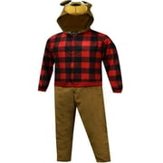 Briefly Stated Mens Buffalo Bear Adult Hooded One Piece Pajama (X-Small)