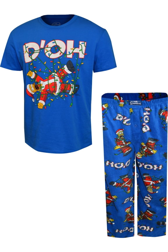 Mens Homer Simpson Tangled In Lights Christmas Pajamas (Medium)