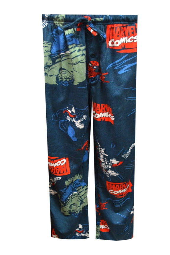 Mens Marvel Comics Hulk Thor Spidey Venom Silky Fleece Lounge Pants (Medium)