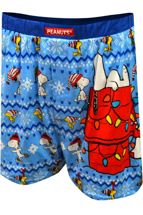 Mens Peanuts Snoopy and Woodstock Christmas Boxers (Small)
