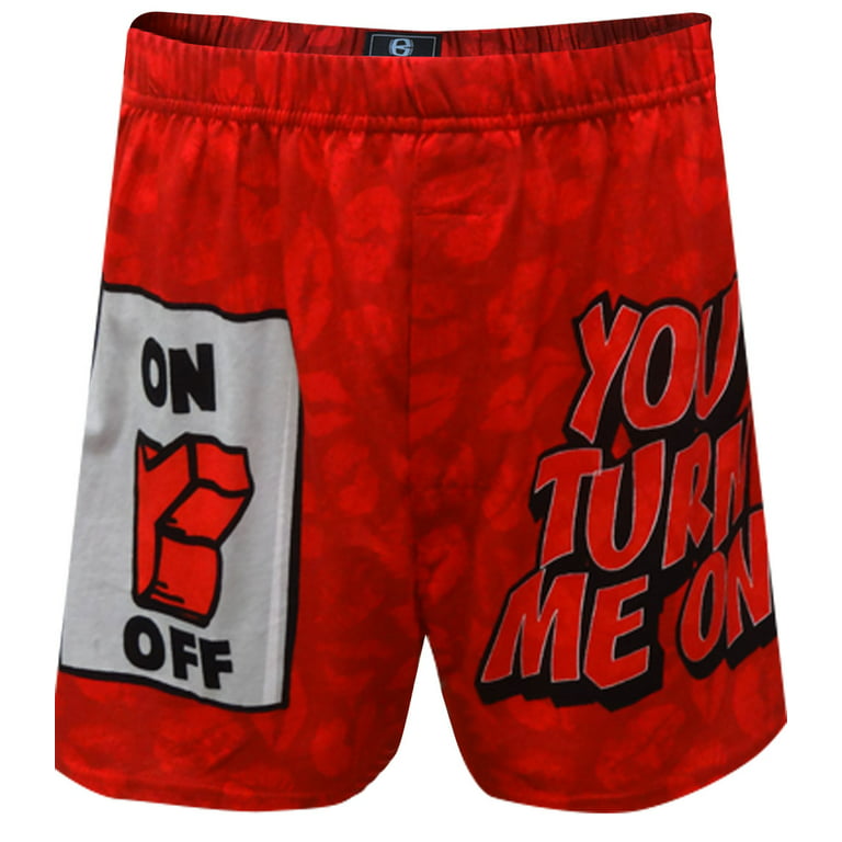 Briefly Stated Mens Red You Turn Me On Valentine's Day Kisses Boxer Short  Small
