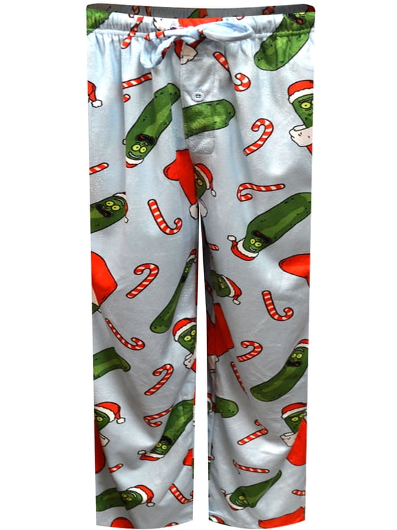 Mens Rick and Morty Merry Pickle Rick Christmas Silky Fleece Lounge Pants (Large)