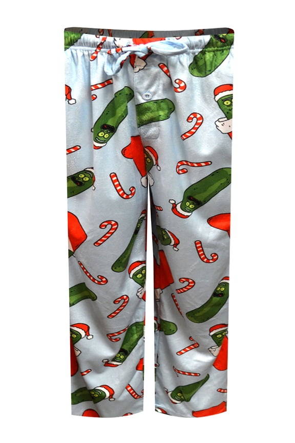 Mens Rick and Morty Merry Pickle Rick Christmas Silky Fleece Lounge Pants (Small)