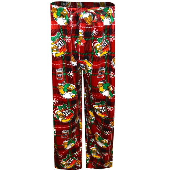 Briefly Stated Mens The Simpsons Duff Beer Holiday Spirit Silky Fleece Lounge Pants (Medium)