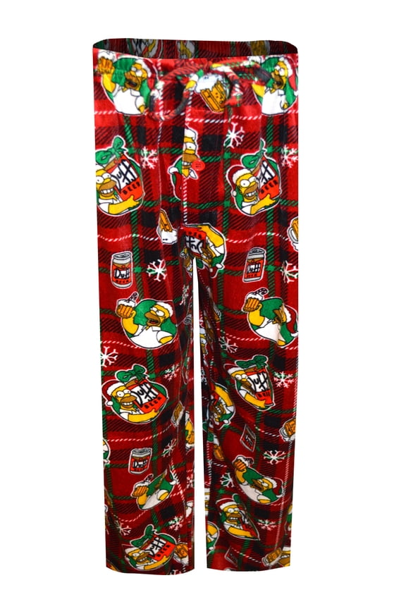Mens The Simpsons Duff Beer Holiday Spirit Silky Fleece Lounge Pants (Medium)