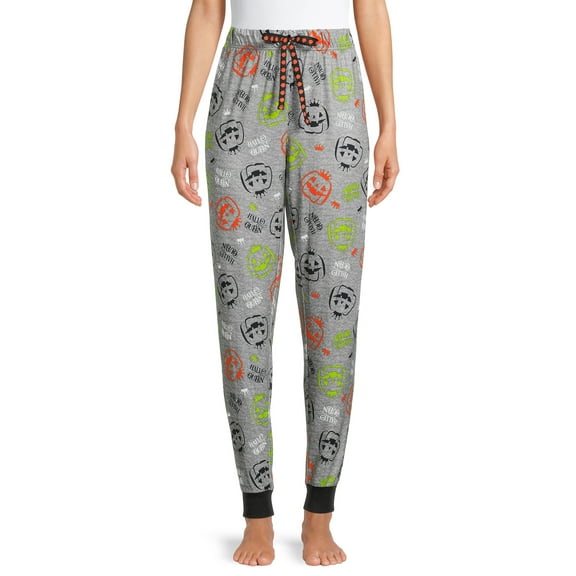 Briefly Stated Women's and Women's Halloween Pumpkin Jogger Pajama Pant