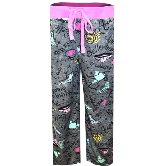 Briefly Stated Womens Disney Princess Iconic Symbols Silky Fleece Loungepant (Medium)