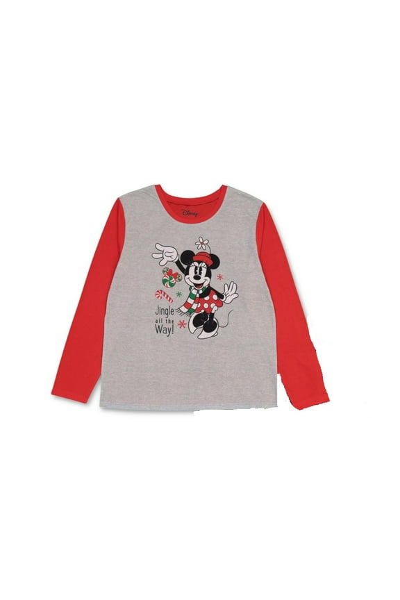 Womens Minnie Mouse Family Pajama Top Only,1-Piece, Medium, Red/Gray