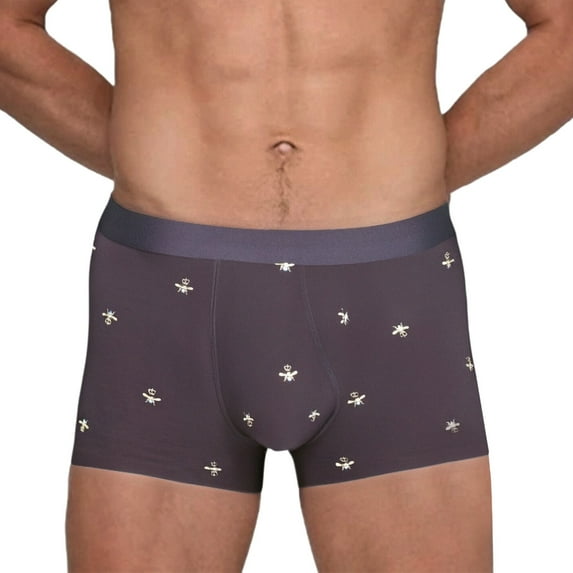 Briefs Men Color Block Underwear Quick Dry Breathable Briefs Pattern Mens Boxer Shorts Light Purple L