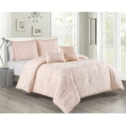 Brielle 5 Piece Microfiber Clip Comforter Set in Blush by Nanshing, King