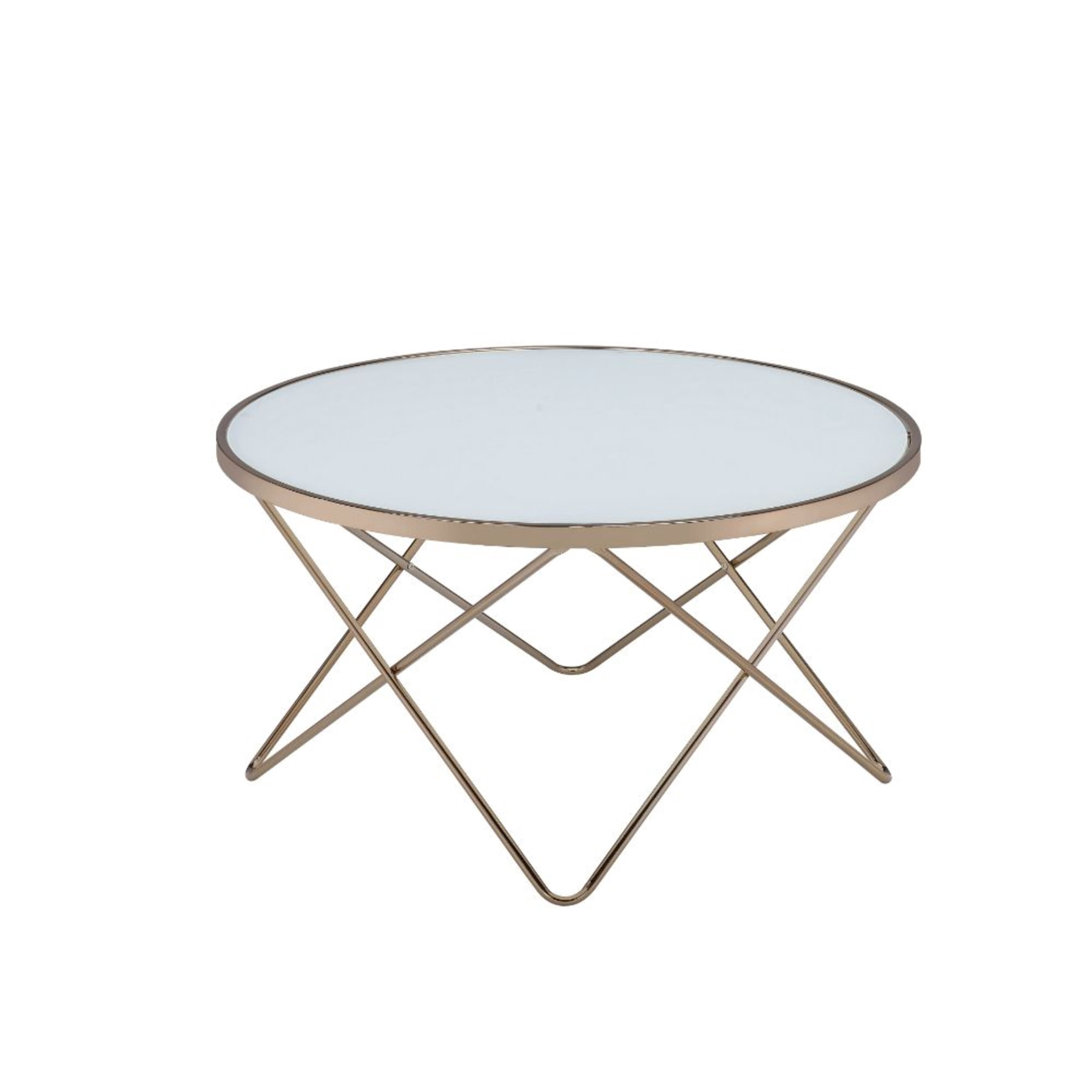 Brielle Champagne Round Coffee Table with Frosted Glass