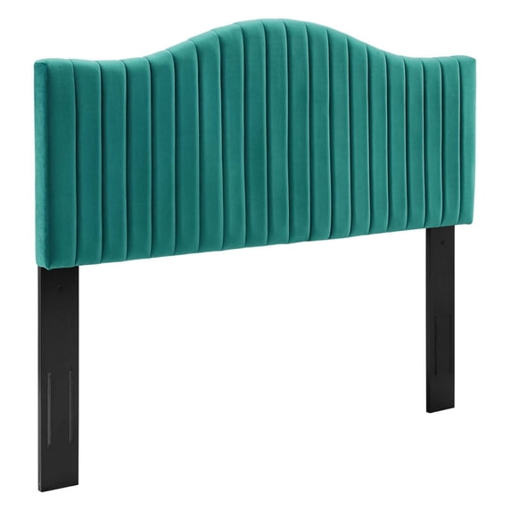 Modway Brielle Channel Tufted Performance Velvet Full/Queen Headboard in Teal