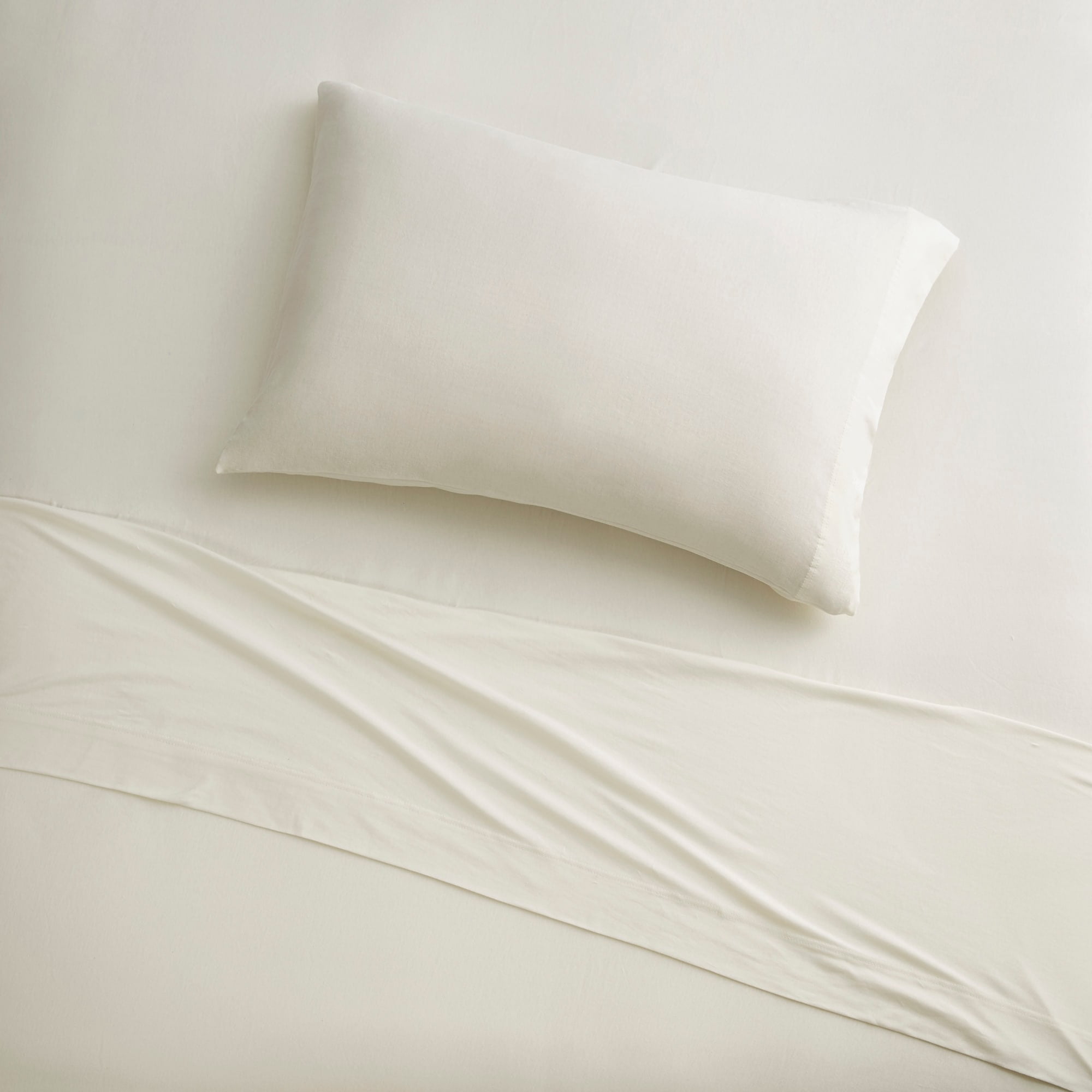 Full Size Off-White Cotton Jersey Knit Sheet Set