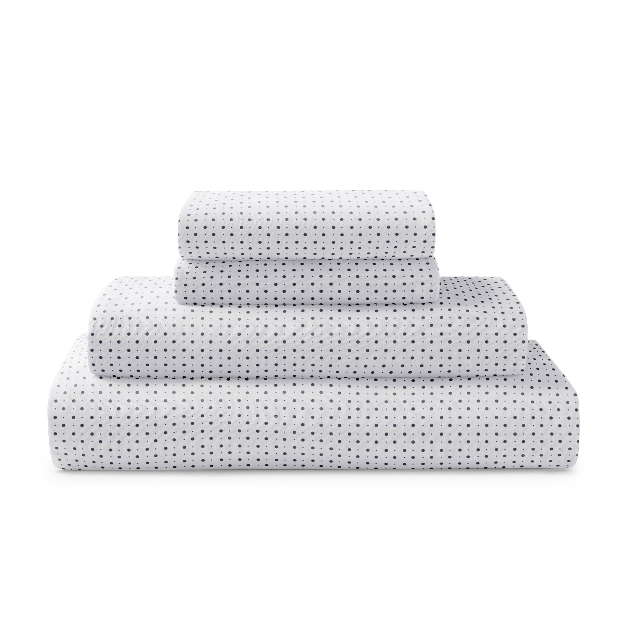 Twin Polka Dot Navy Cotton Jersey Knit Sheet Set