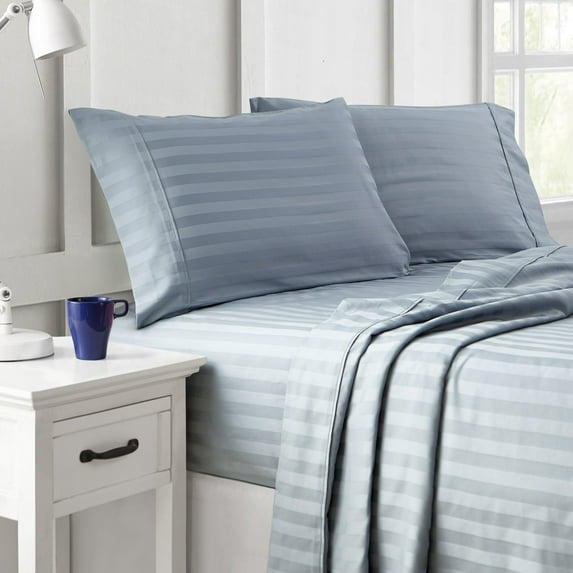 Brielle Home 100% Organic Cotton Dobby Stripped Sheet Set Collection