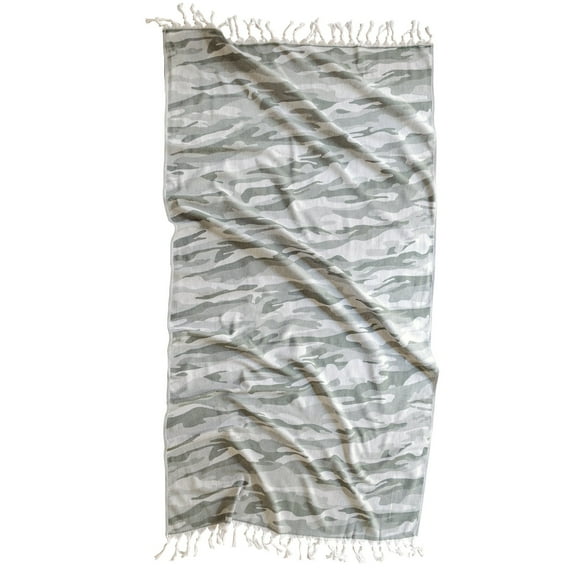 Brielle Home Camo Turkish Peshtemal Bath and Beach Towel 39 x 70 Green